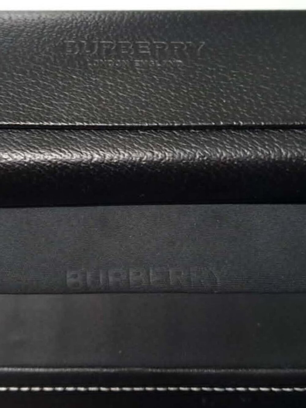 NWOT Burberry Eyeglasses Sunglasses Case Black Pebble Leather Hard Shell Cloth